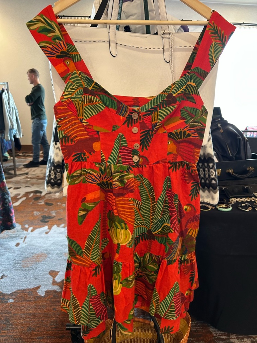 Farm Rio Red Tropical Print Sundress